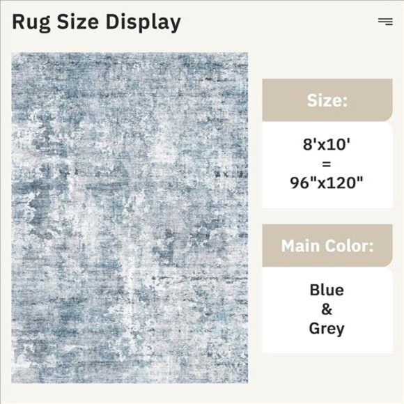 Abstract Rug 8x10 Living Room Bedroom Dining Room Area Rugs Blue - Picture 4 of 7